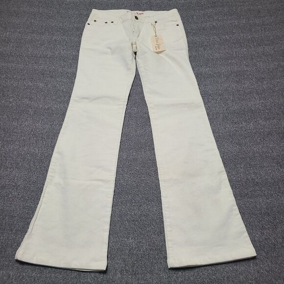 Toui Jeans Womens 9 Corduroy Low Rise Bootcut Ivory Flare Beach Party Pants - Picture 1 of 9